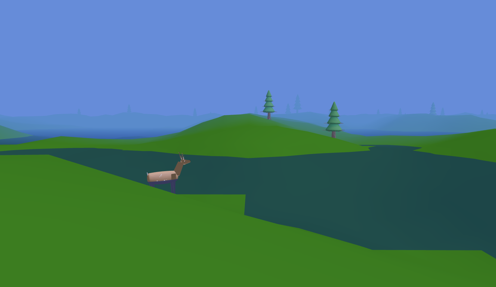 Deer on procedurally generated landscape
